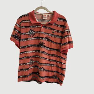 Lacoste L!VE - Pink Coral Polo with Comic inspired Stripes. Made in France - L